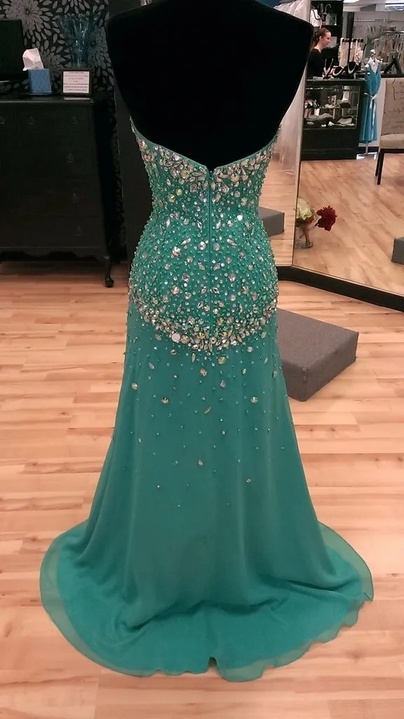 Женское вечернее платье с разрезом открытой спиной и кристаллами|long prom|prom dresessside