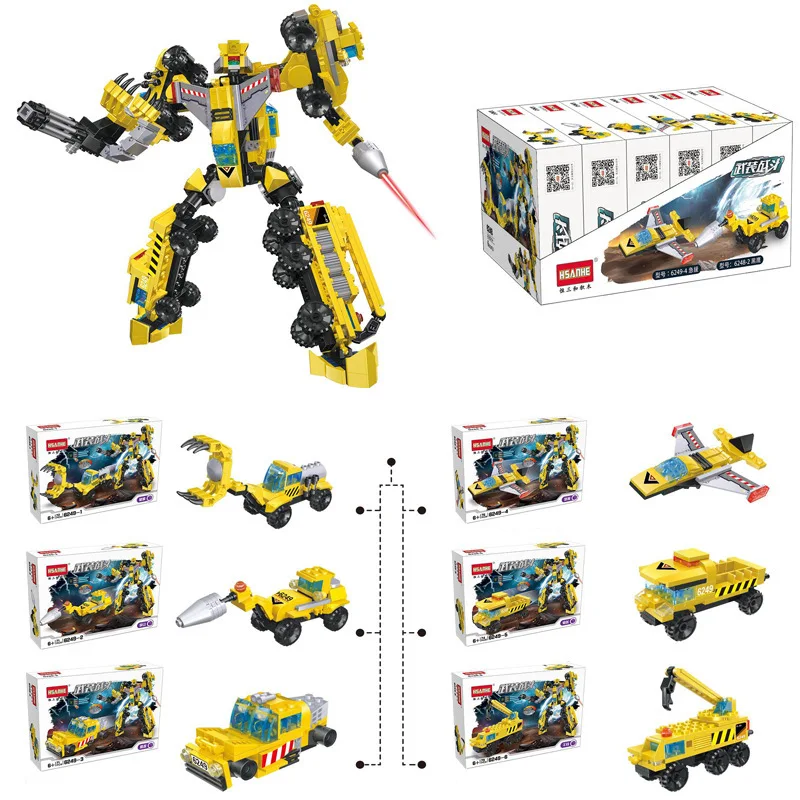 

Children Construction Vehicle Toys Building Block Assembly Transformation Robot Cool Gifts For Little Kids Boys Girls rt001
