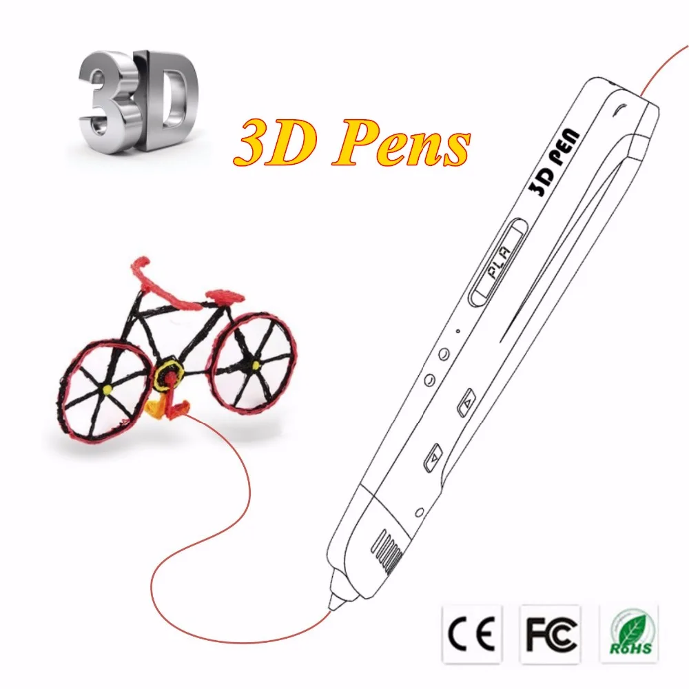 

2017 Best Christmas Present For Children Sixth Generation 3 Color 3D Printer Pens With PLA 3D Printing Pen For Kid Birthday Gift