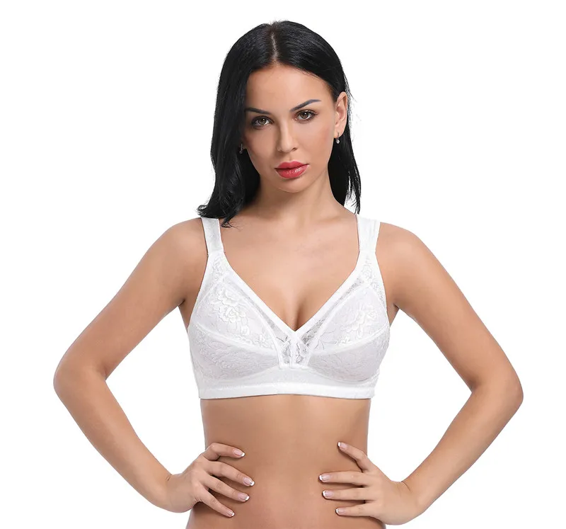 

Ayliss Free Shipping 1pc White Sexy Women Girl Full Coverage Bra Wirefree Non Padded Bra 36B-48G Colthes