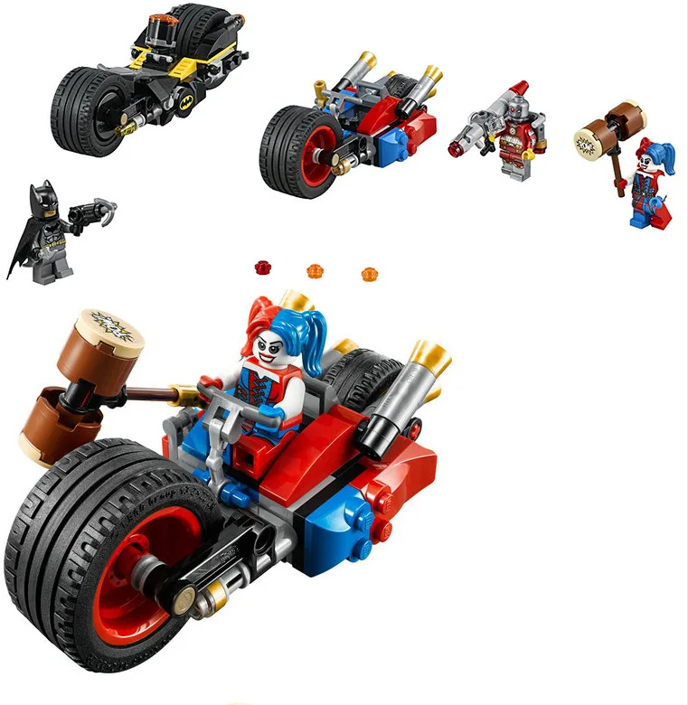 

Super Hero Mighty Micros Deadshot Harley Queen Batman with motorcycle Blocks Toys compatible with bricks