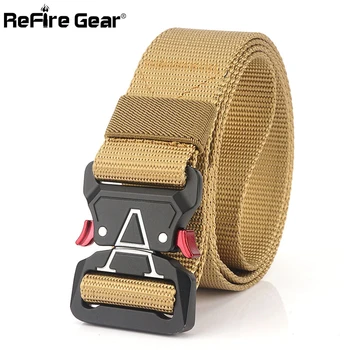 

ReFire Gear Military Metal Buckle Tactical Belt Men SWAT Nylon Quick Release Combat Belts Heavy Duty Emergency Sturdy Waist Belt