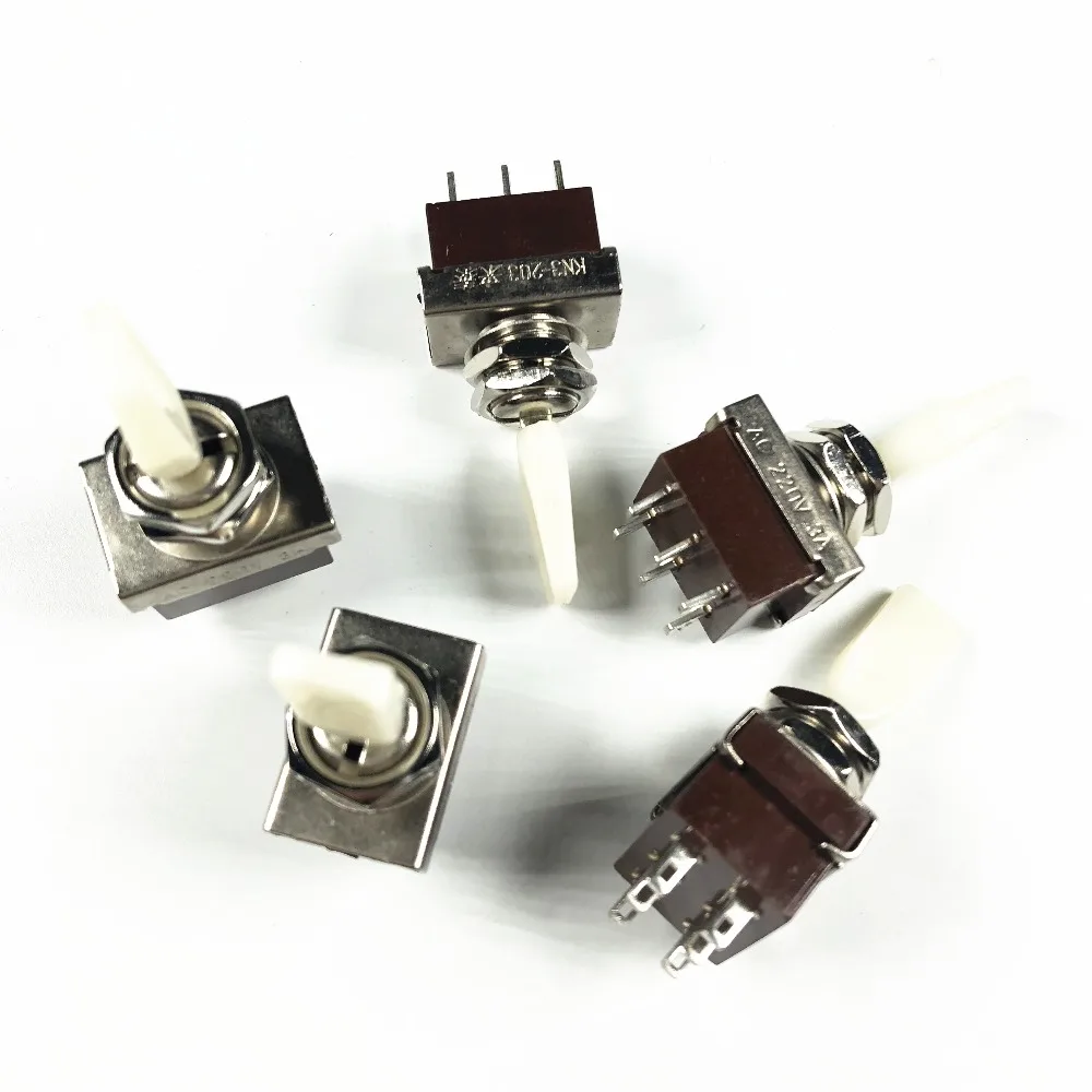

5pcs AC 220V 3A DPDT On/Off/On Maintained Lcoked 3 Positon 6 Pin Mini Toggle Switches KN3-203