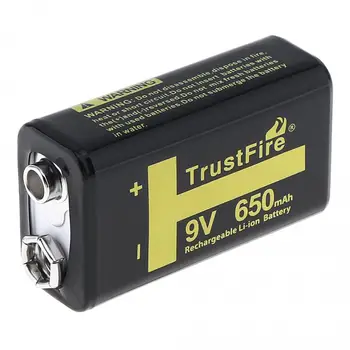 

TrustFire 9V 6F22 650mAh Rechargeable Lithium Battery with 1000 Cycle for Multimeter Wireless Microphone Alarm Batteries