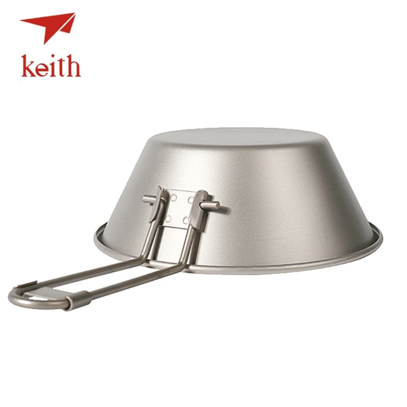 Keith titanio puro tazón mango plegable camping Utensilios de cocina Vajilla cubiertos picnic cocina Boles y cuencos recorrido al aire libre senderismo Utensilios
