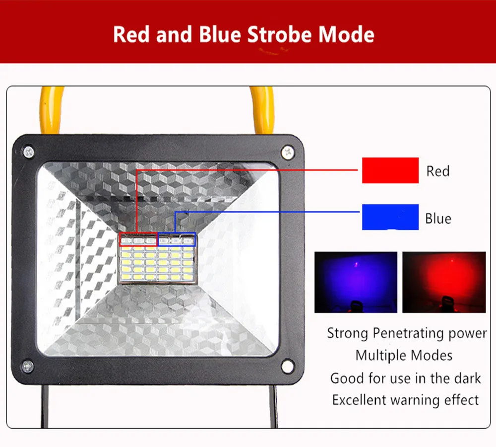 Smarted Портативный 50 Вт Светодиодный прожектор светильник 36 светодиодный S светильник лампы красный/белый/синий светильник для кемпинга на открытом воздухе рабочий светильник с 4 шт. AA батареи aaa