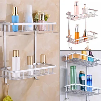 

2-Tier Aluminum Wall Mounted Bathroom Accessory Organizer Shelf Rack