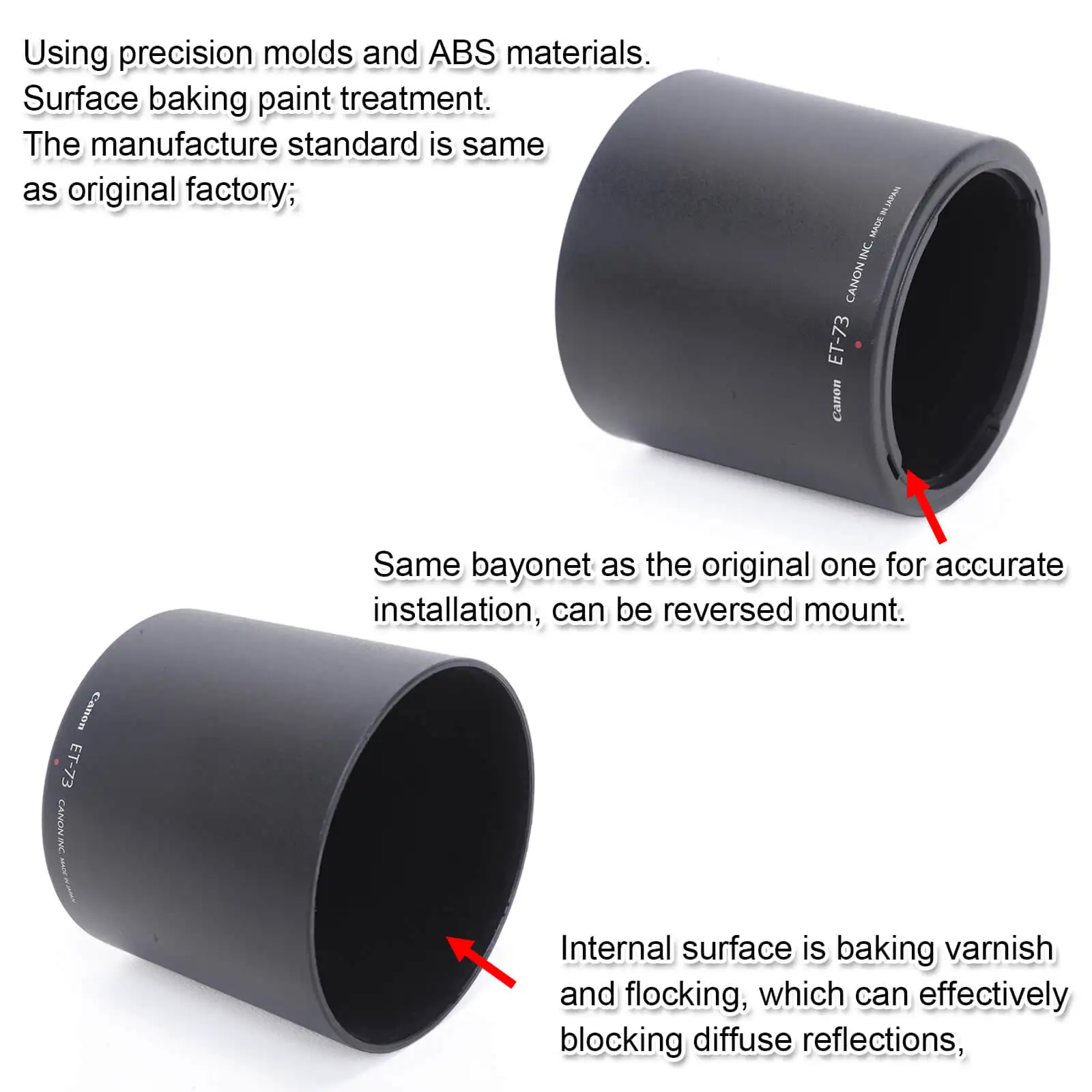 Tripod Mount Ring with 1/4 Screw Hole and ET-73 Front Lens Hood Protective Cover for Canon EF 100mm f/2.8L Macro IS USM Lens