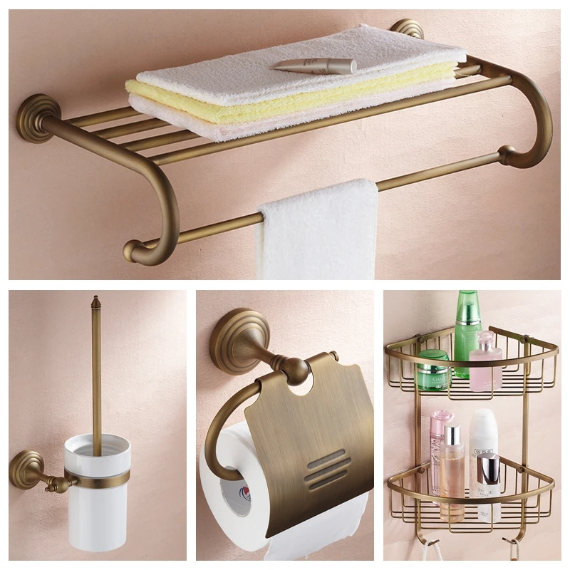 Bath Hardware Sets Nickel Brushed Brass bathroom accessories set robe