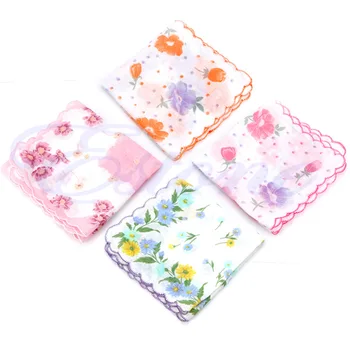 

10Pcs/Set Floral Handkerchief 100% Cotton Made Soft Design Suitable for Any Age