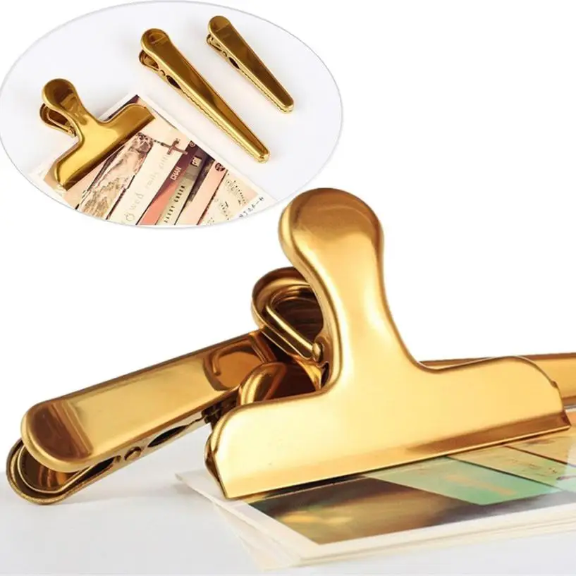 Gold Heavy Duty Bulldog Clips Duckbill Clips For Office Bills Household