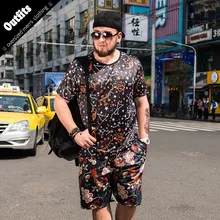 Свободные костюмы Для мужчин баланс печати летние костюмы 2 шт. дышащая короткий набор Для Мужчин's Дизайн Модная футболка шорты спортивный костюм 6XL