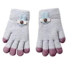 Зимние теплые детские перчатки вязаные эластичные варежки детские однотонные женские перчатки вязаные перчатки для мальчиков gai0509