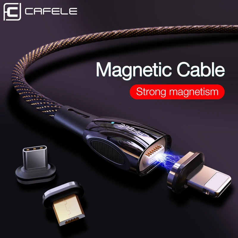 Cafele QC3.0 Магнитный USB кабель для iPhone type C Micro USB кабель для зарядки для iPhone X XS Xiaomi 9 huawei P30 Pro зарядный провод