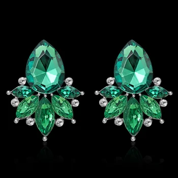 

Women's fashion earrings New arrival brand sweet metal with gems stud crystal earring for women girls E379 381 382 397