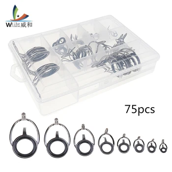 

75pcs Fishing Casting Spinning Rod Guide Ring Set Stainless Steel Ceramic Guide Hole Over Wire Loops Suit Fishing Rod Fittings