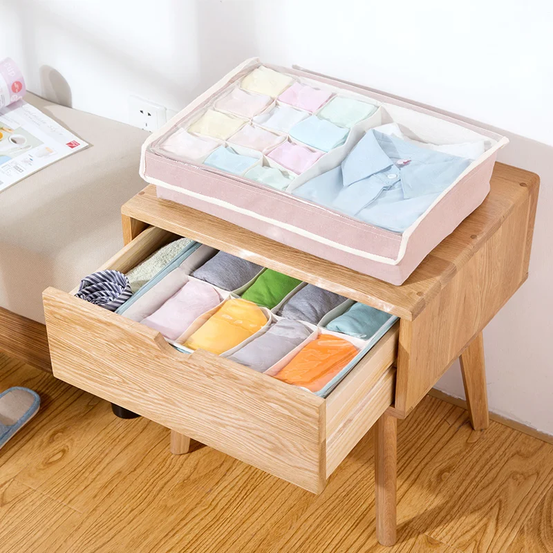 Home Storage Box wiht lid Ties Socks Shorts Bra Underwear Storage Bins Cube Divider Closet Organizer Finishing box Cloth+PVC Home Storage Box wiht lid Ties Socks Shorts Bra Underwear Storage Bins Cube Divider Closet Organizer Finishing box Cloth+PVC