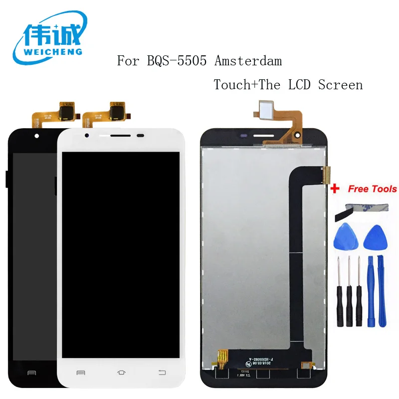 WEICHENG For BQS-5505 Amsterdam BQ S 5505 BQS 5505 LCD Display+Touch Screen Screen Digitizer Assembly Repair Parts+Free Tools