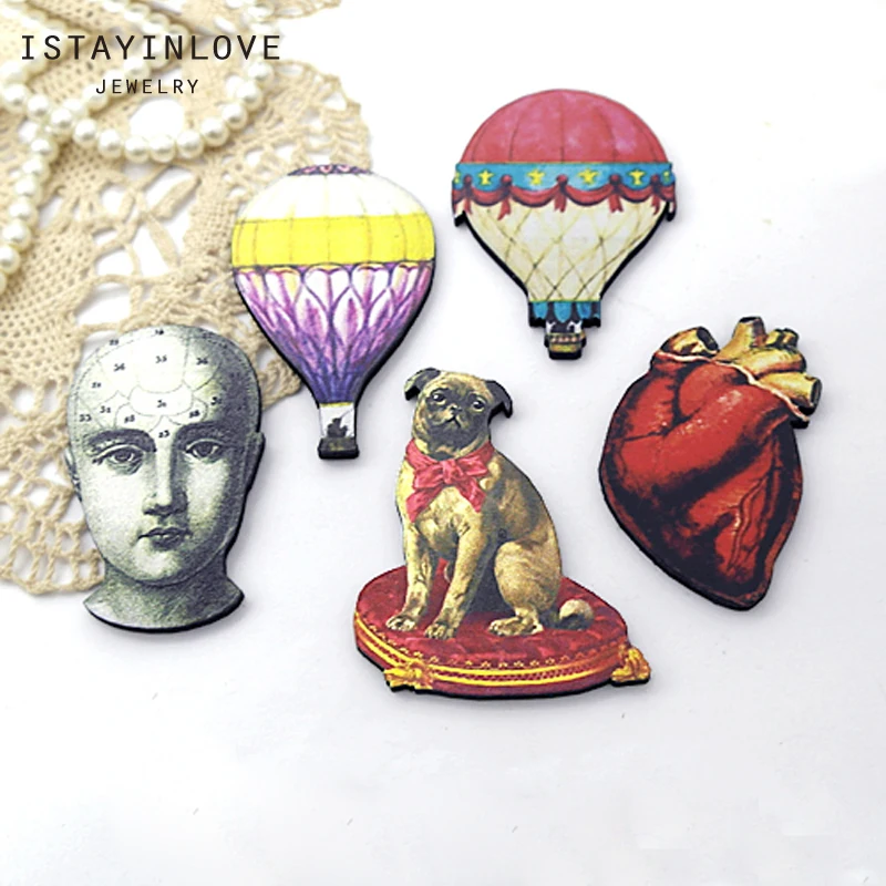 

Handmade Jewelry Making Supplies Beads Laser Cut Wooden Charms Balloon Dog Head Heart For DIY Necklace Earring Brooch CW087 5