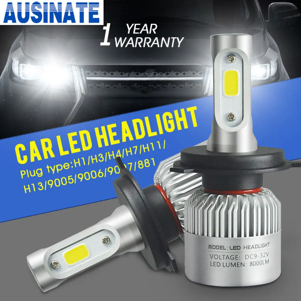 H4 LED HB2 9003 дальний/Ближний свет Автомобильные светодиодные фары 72 Вт 8000LM 6500 К