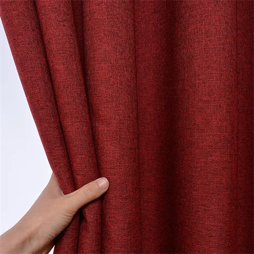 NORNE New Fabric Solid Color Faux Linen Blackout Curtains for Living Room Modern Bedroom Window Curtains Kitchen Curtains Blinds 