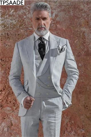 Mens 3 Piece Tuxedos Peaked Lapel Groomsmen Wedding Suit Dinner Blazer Jackets Vest/&Trousers