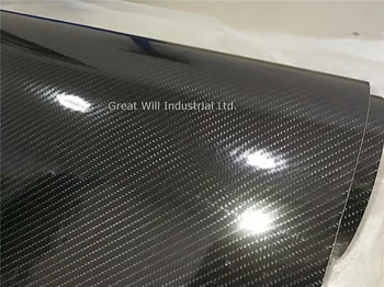 

2 Rolls Utral Gloss 5D Carbon Fiber Vinyl Wrap Film Like Real Glossy Black Carbon Fibre 5D Air Free Bubble Fame Will 1.52x20m