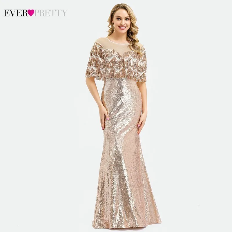Женское вечернее платье Русалка Ever Pretty роскошное длинное с круглым вырезом и
