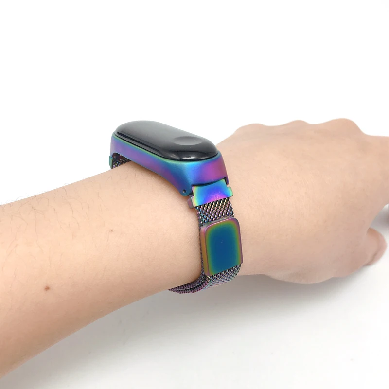 Colorful purple Браслет на запястье для Xiaomi mi Band 4 3 mi lanese Магнитная застежка полосы для Xiaomi mi 3 4 ремешок спортивные часы с нейлоновым ремешком Correa ремешок для часов - Цвет ремешка: Colorful purple