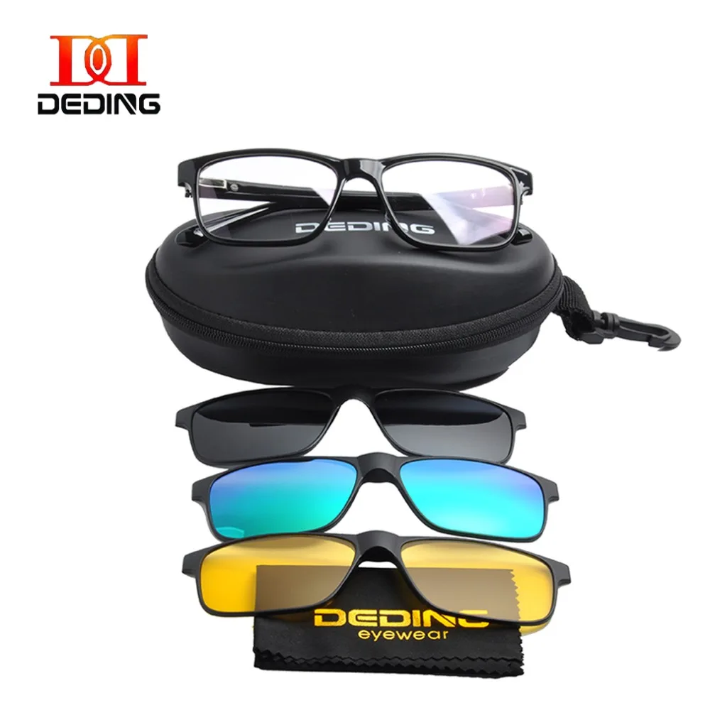 

3Pcs Clip-on Sunglasses Polarized Magnetic lens Plastic Frame for Night Driving 3D Eyeglasses with Magnetic Snap-On ShadesDD1479