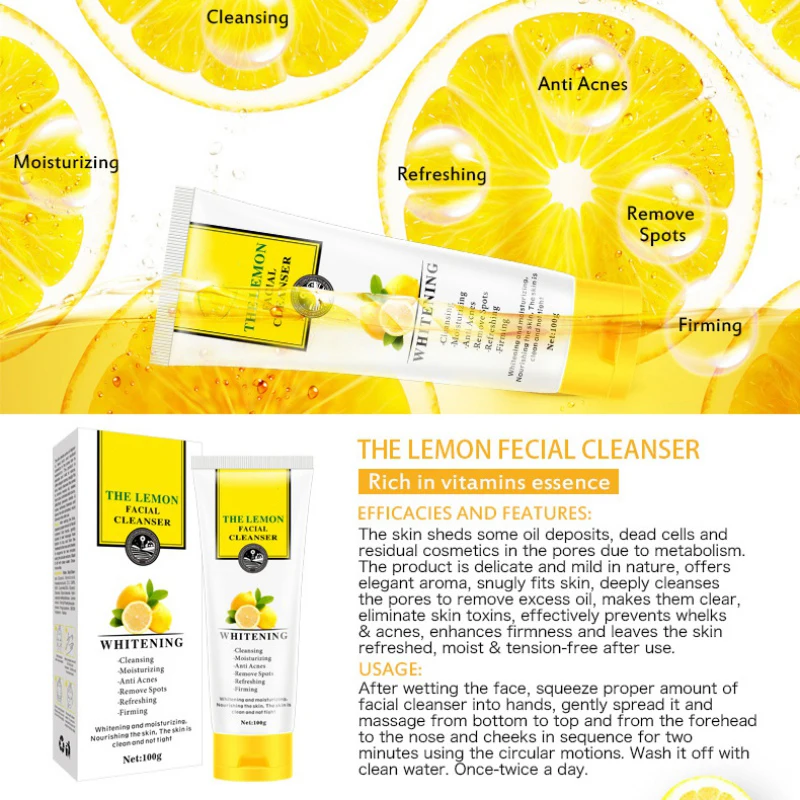100 г лимонный увлажняющее очищающее средство увлажняющий, питательный гель глубоко очистить поры увлажняющий отбеливающий увлажняющий L9