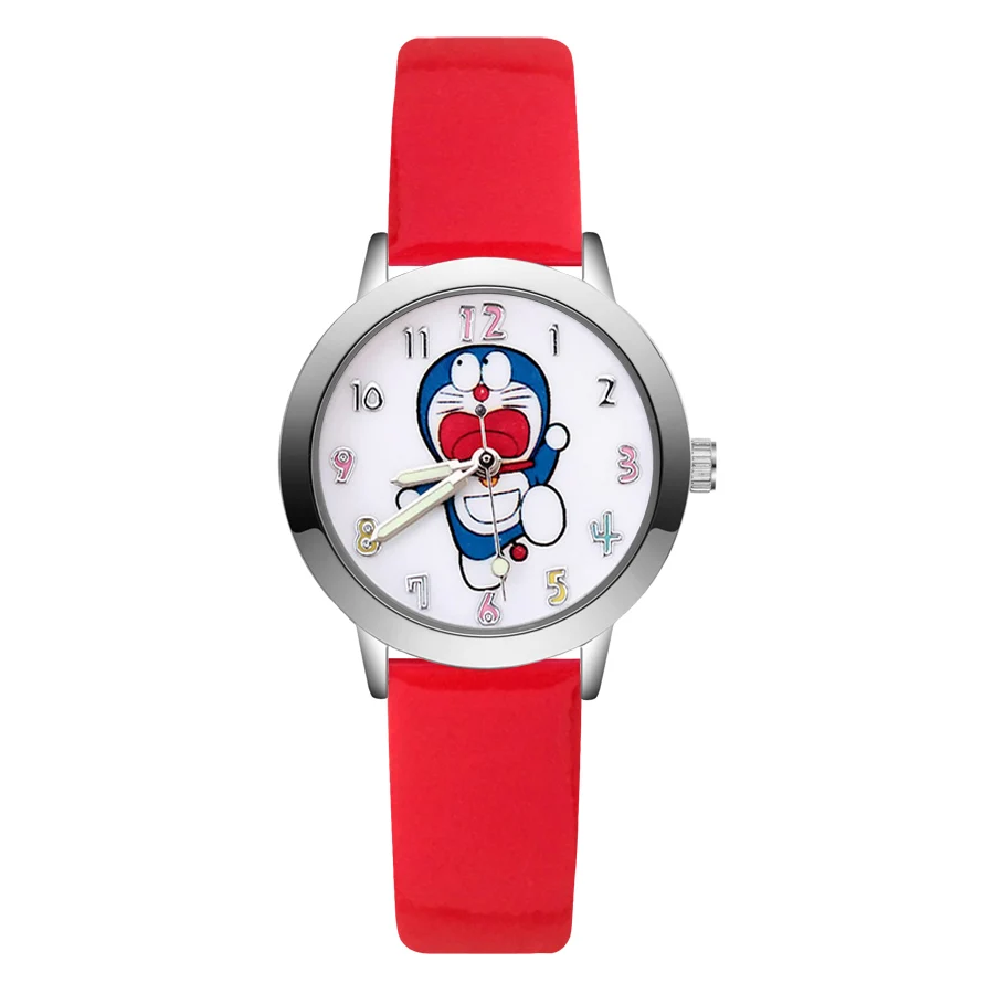 Модные милые Doraemon стильные детские часы Дети студенческие девушки кварцевые кожаные Наручные часы JA70