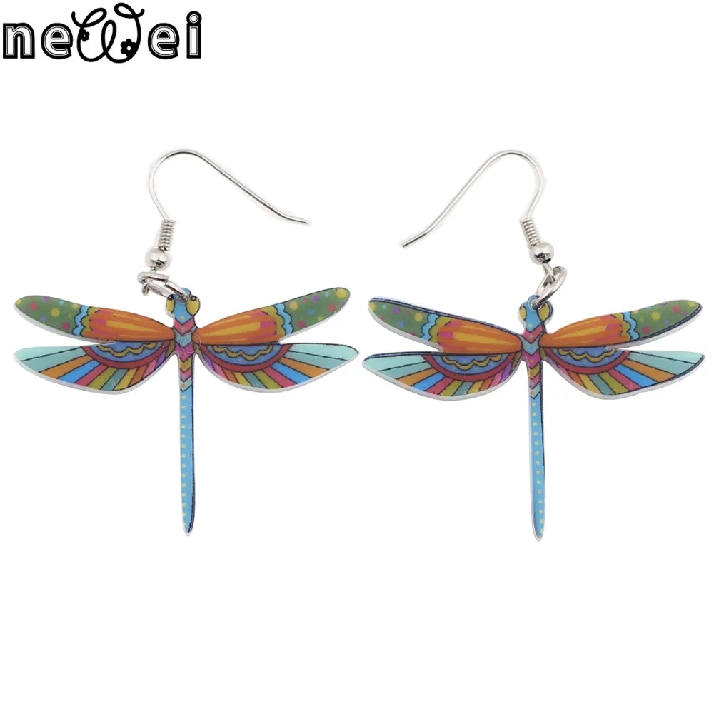

Newei Drop Dragonfly Earrings Jewelry Long Dangle Earring Acrylic Pattern Fashion For Women New Style Girl Accessories