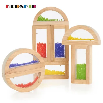 

24pcs baby educational toy colorful rainbow montessori transparent acrilic wooden building blocks sensory toy Set big size