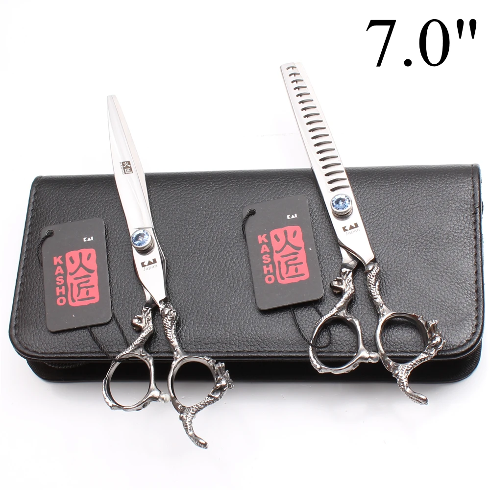 

7In. 19.5cm KASHO JP 440C Hairdresser's Sscissors Cutting Shears Thinning Scissors Barber Makas Professional Hair Scissors H9006