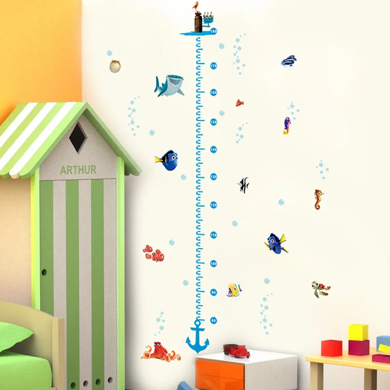 

% diy growth chart height measure wall sticker home decal Finding Nemo cartoon sea fish underwater world kids room nursery decor