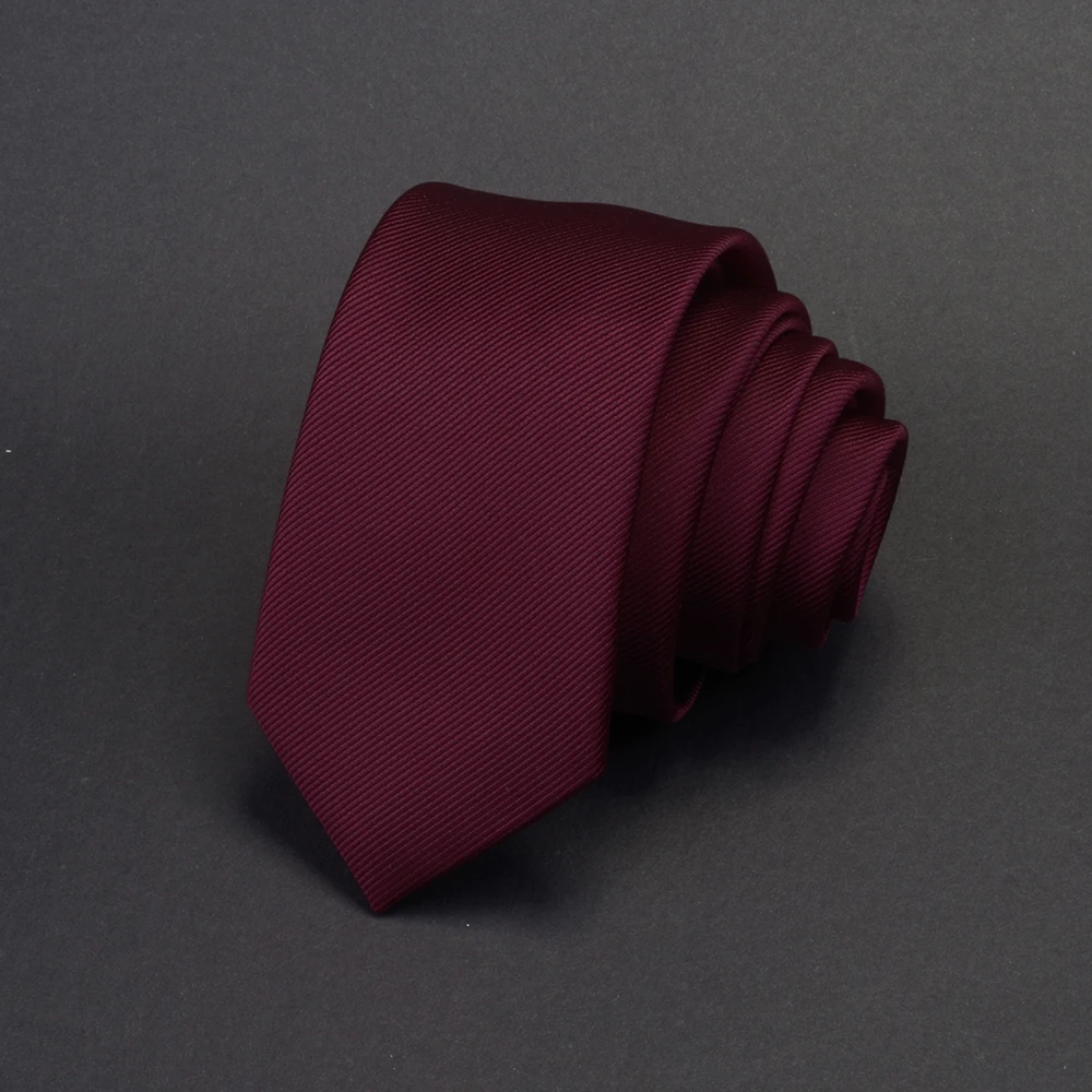 Plain Color Tie 6cm Slim Tie for Men Red Blue Casual Necktie