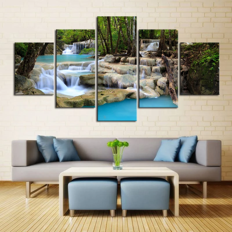 Besar Kanvas Wall Art Air Terjun Air Terjun Lukisan Feng Shui Dekorasi Cetak Lukisan Poster Alami Wallpaper Landscape Paintings Feng Shui Large Canvas Wall Artpainting Poster Aliexpress