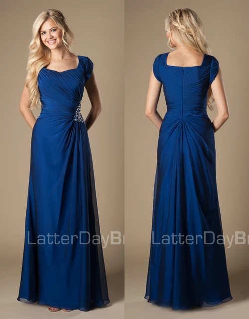 Special Price Royal Blue Long Beach Modest Bridesmaid Dresses With Cap Sleeves Country Rustic Women Formal Wear Maids of Honor Dresses New Special Price Royal Blue Long Beach Modest Bridesmaid Dresses With Cap Sleeves Country Rustic Women Formal Wear Maids of Honor Dresses New
