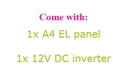 12V DC Inverter white  EL Panel Neon Glow Back Light Board A4 21cmx30cm 