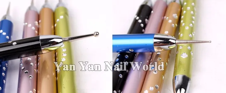5 шт./компл. класса люкс 2 Way Nail Art нажмите с силой так Ручки Картины на алюминии точка ногтей Красота инструменты