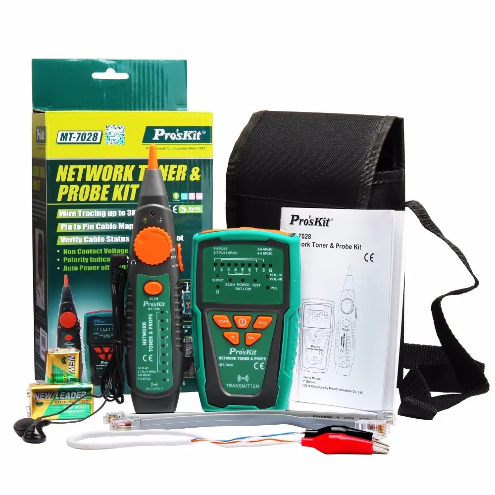 Pro'sKit MT-7028 комплект сетевого тонера для проверки аудио сети тестер линии