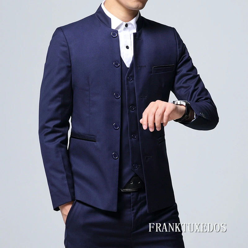 Mandarin collar suit jacket Clearance