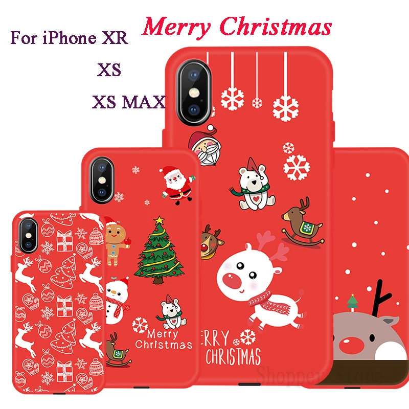 

Christmas Tree Phone Case For iPhone 8 7 Plus Santa Claus Snowman Cases For iPhone XS Max X XR 6S Plus TPU Silicone Cover Bag
