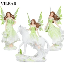 VILEAD, 5 стилей, статуэтка ангела из смолы, феи, единорога, рога, цветка, феи, статуя лошади, миниатюры, современные животные, для дома, Decoracion Hogar