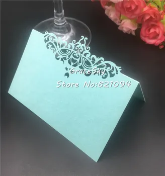 

50pcs Pearlescent Lace Flowers Seat Card Hotel Banquet Party Table Name Table Cards Wedding Invitation Card Party Supplies