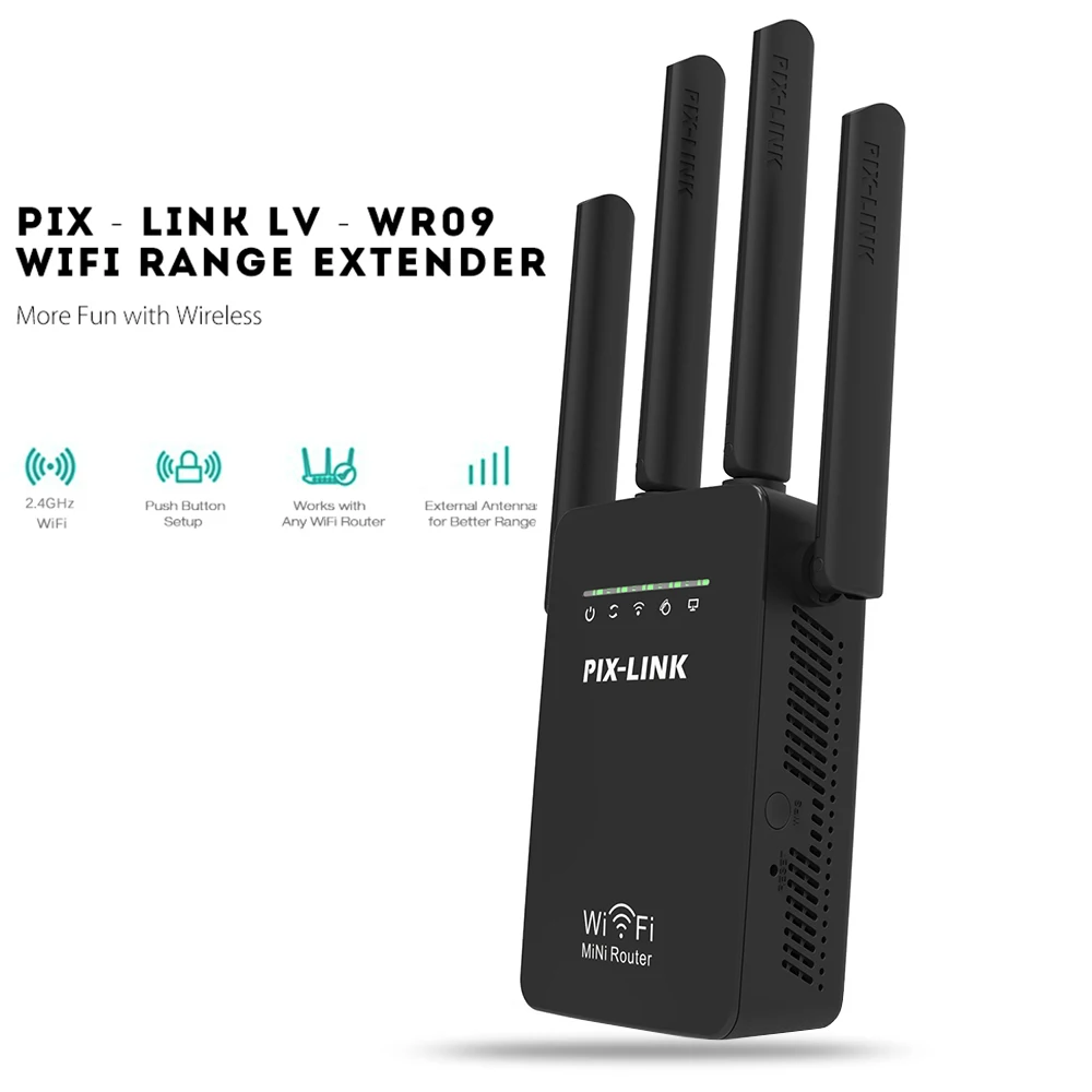 PIXLINK N300 Wi-Fi ретранслятор маршрутизатор точка доступа беспроводной 300 Мбит/с расширитель диапазона wifi усилитель сигнала 4 Внешние антенны WR09