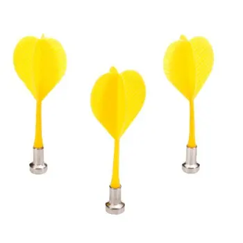 

New 3pcs BullsEye Target Game Plastic Magnetic Flat Tipped Darts-Yellow