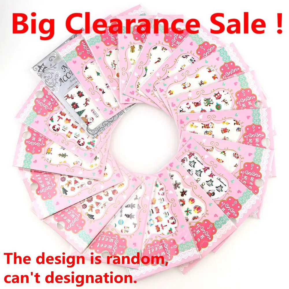 

Random Mix 10 Pcs 3D And Water Sticker Christmas Series Nail Art Sticker For DIY Nail Art Jewelry Decor