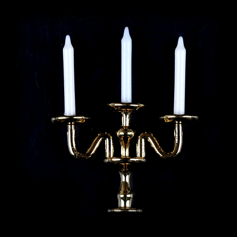 

Dollhouse Miniature Candlesticks Pretend Play House Accessories Furniture Toy 1:12 Dollhouse Miniature Chandelier White Candles